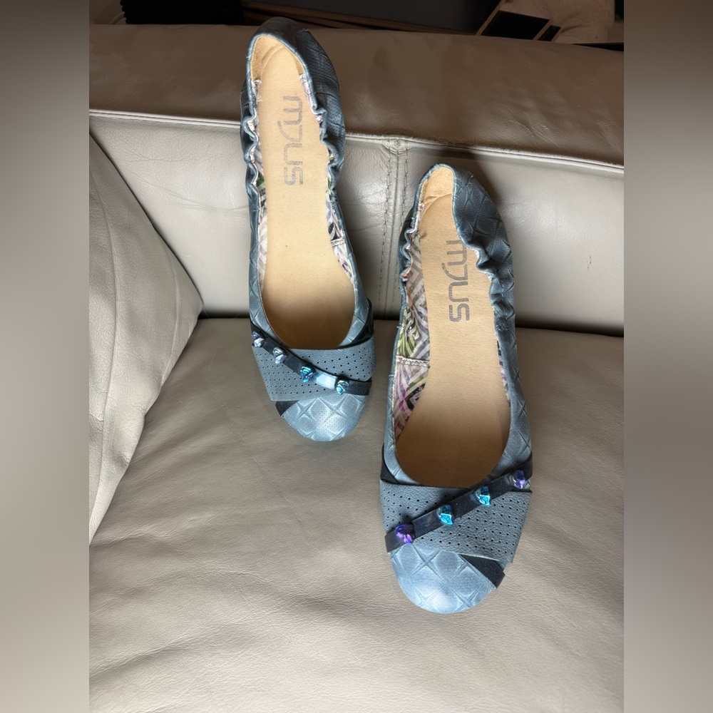 Women's blue Mjus Flats with Beaded Detail size 41